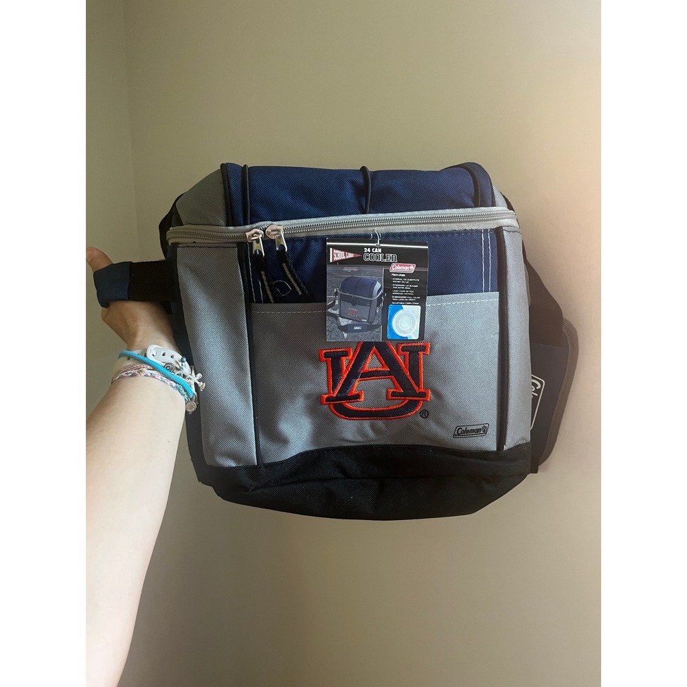Soft Can Cooler Bag Ice Chest Auburn Tigers Navy Grey Tailgate NWT Collegiate